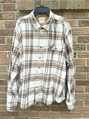 Men’s Classic Flannel Plaid Button-Down Shirt - Brown/Cream size 3XL